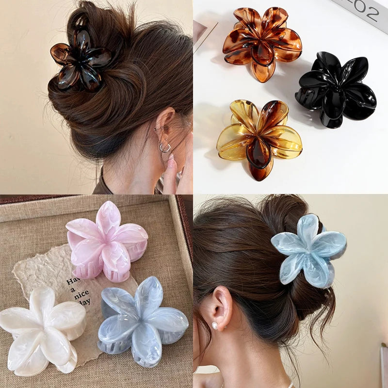 Korean Floral Hair Claw Clips – Non-Slip Barrettes for Women (1, 2 & 3-Pack)