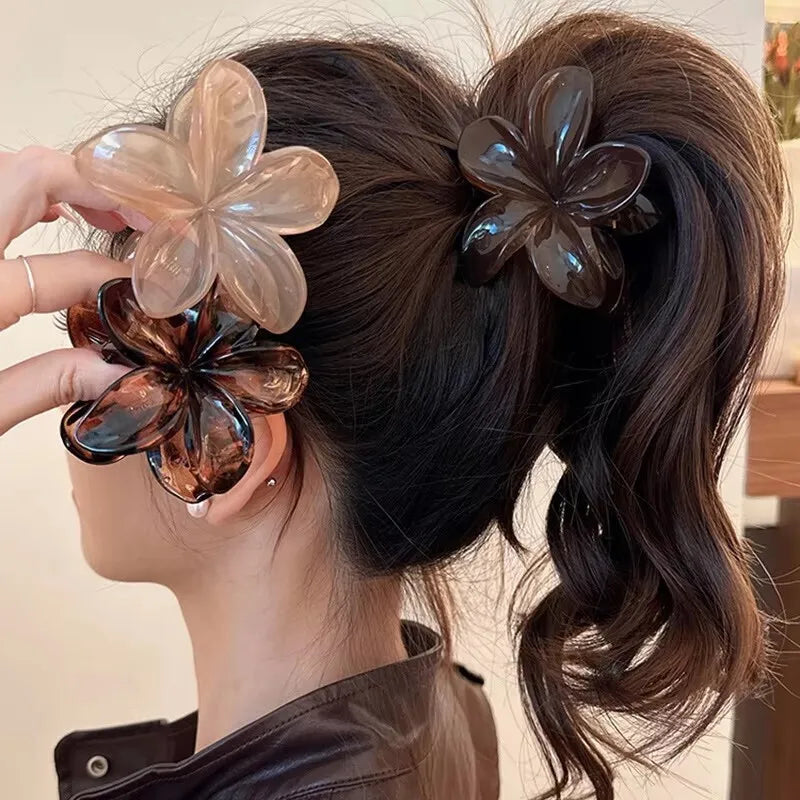 Korean Floral Hair Claw Clips – Non-Slip Barrettes for Women (1, 2 & 3-Pack)