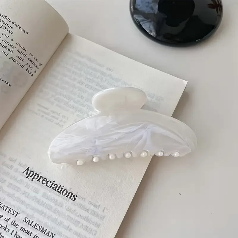 Mermaid Marble Hair Claw Clip — Elegant Half-Circle Design