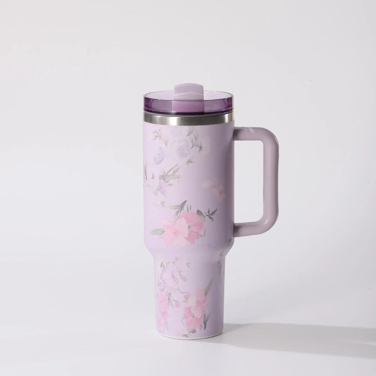 40 Oz Insulated Water Bottle with Handle and Flip Top Straw - Cup Holder Fits Leak-Proof Lid Keeps Cold for 12 Hours Single Pack