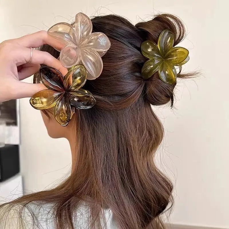 Korean Floral Hair Claw Clips – Non-Slip Barrettes for Women (1, 2 & 3-Pack)