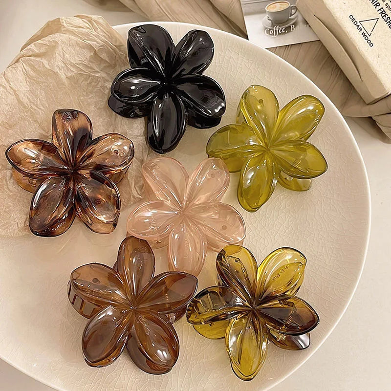 Korean Floral Hair Claw Clips – Non-Slip Barrettes for Women (1, 2 & 3-Pack)