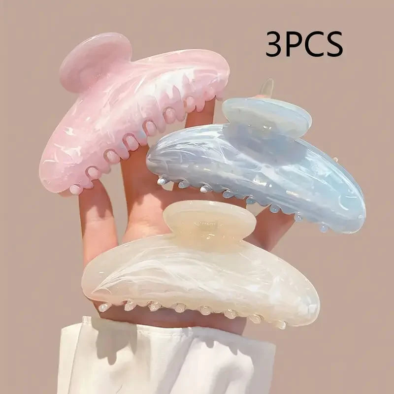 Mermaid Marble Hair Claw Clip — Elegant Half-Circle Design