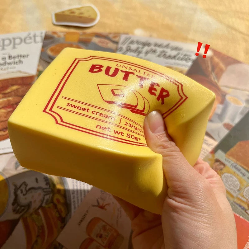Cute Squishy Food Stress Toy – Slow Rise Butter, Cheese & Chocolate