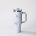 40 Oz Insulated Water Bottle with Handle and Flip Top Straw - Cup Holder Fits Leak-Proof Lid Keeps Cold for 12 Hours Single Pack