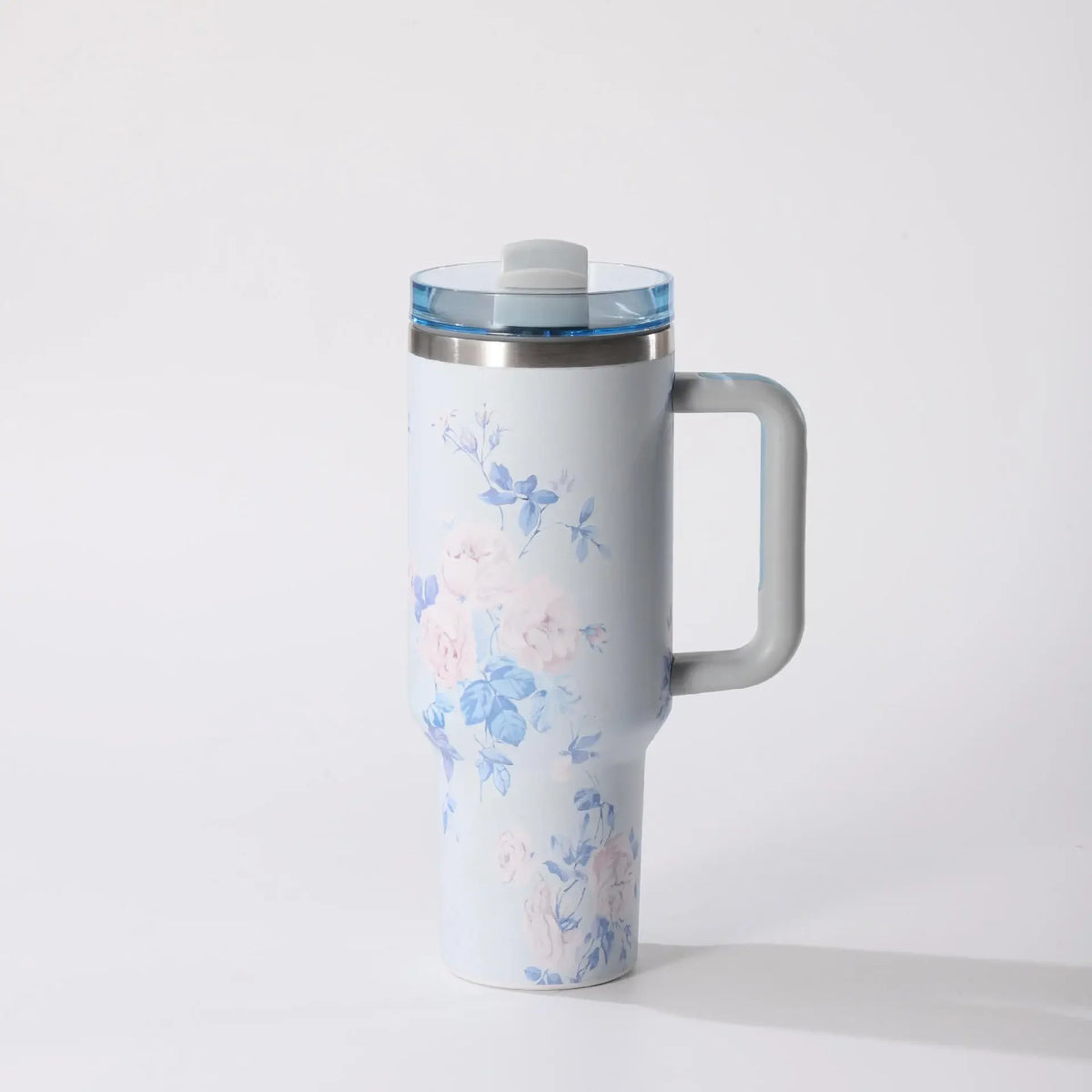 40 Oz Insulated Water Bottle with Handle and Flip Top Straw - Cup Holder Fits Leak-Proof Lid Keeps Cold for 12 Hours Single Pack