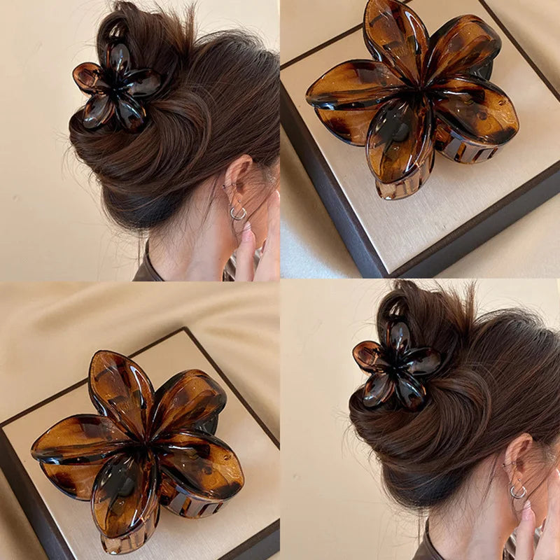 Korean Floral Hair Claw Clips – Non-Slip Barrettes for Women (1, 2 & 3-Pack)